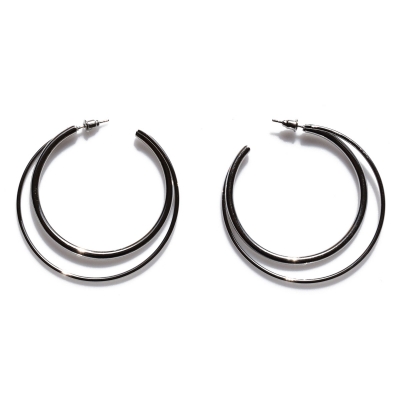Earrings faux bijoux brass hoops in silver color BZ-ER-00643