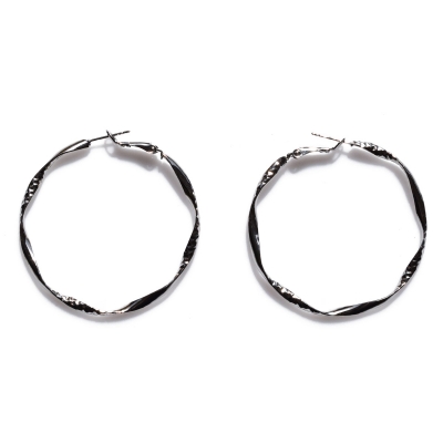 Earrings faux bijoux brass hoops in silver color BZ-ER-00645