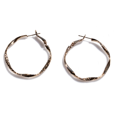 Earrings faux bijoux brass hoops in pale gold color BZ-ER-00646