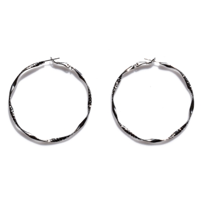 Earrings faux bijoux brass hoops in silver color BZ-ER-00647