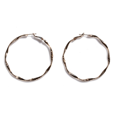 Earrings faux bijoux brass hoops in pale gold color BZ-ER-00648