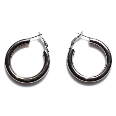 Earrings faux bijoux brass hoops in silver color BZ-ER-00649