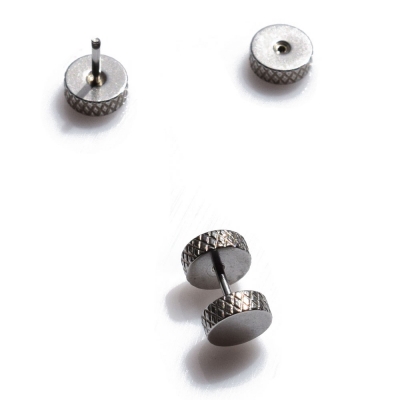 Unisex σκουλαρίκια ατσάλινα (stainless steel) τάπες σε ασημί χρώμα BZ-ER-00692
