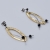 Handmade sterling silver earrings 925o oval with gold and silver plating and black crystals IJ-020386G Image 4