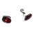 Σκουλαρίκια ατσάλινα (stainless steel) οβάλ κλιπς (clips) με κόκκινους κρυστάλλους σε ασημί χρώμα BZ-ER-00717