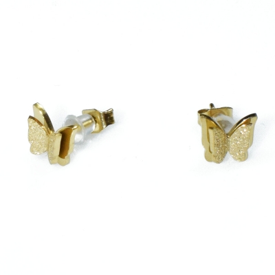 Σκουλαρίκια ατσάλινα (stainless steel) πεταλούδες καρφωτά σε χρυσό χρώμα BZ-ER-00735