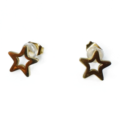 Σκουλαρίκια ατσάλινα (stainless steel) αστέρια καρφωτά σε χρυσό χρώμα BZ-ER-00737