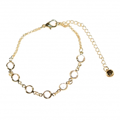Bracelet anklet faux bijoux brass with crystals in gold color BZ-BR-00197