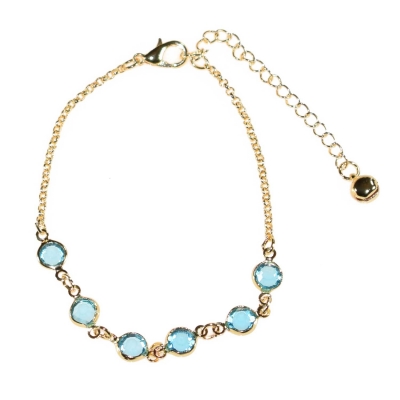 Bracelet anklet faux bijoux brass with crystals in gold color BZ-BR-00201