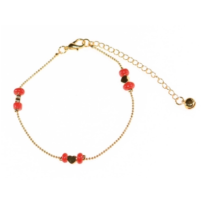 Bracelet anklet faux bijoux brass with crystals in gold color BZ-BR-00202