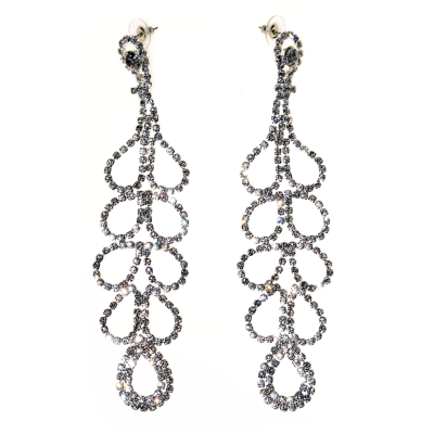 Earrings faux bijoux brass silver with crystals BZ-ER-00171