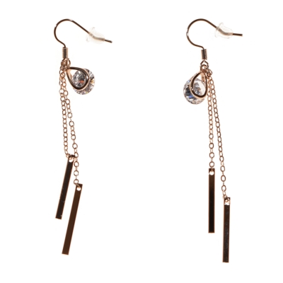 Earrings stainless steel rose gold with crystals BZ-ER-00202