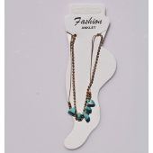 Bracelet anklet faux bijoux with turquoise stones and crystals in pale gold color BZ-BR-00400 image 3