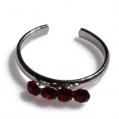 Toe ring faux bijoux brass with red crystals in silver color BZ-RG-00403 Image 3