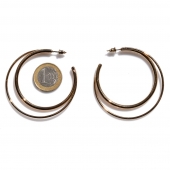 Earrings faux bijoux brass hoops in gold color BZ-ER-00644 compare size to 1 euro coin
