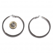 Earrings faux bijoux brass hoops in silver color BZ-ER-00659 compare size to 1 euro coin