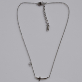 Κολιέ ατσάλινο (stainless steel) σταυρός με λευκούς κρυστάλλους σε ασημί χρώμα BZ-NK-00408 Εικόνα 3