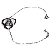 Handmade sterling silver bracelet 925o forged three circles with silver plating and white zirconia IJ-030070A Image 2