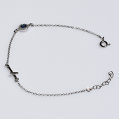 Handmade sterling silver bracelet 925o eye cross with silver plating and blue and white zirconia IJ-030167A Image 2