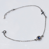 Handmade sterling silver bracelet 925o eye cross with silver plating and blue and white zirconia IJ-030167A Image 3