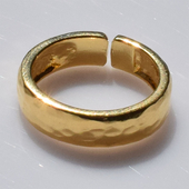 Χειροποίητο ασημένιο δαχτυλίδι βέρα 925ο σφυρήλατο σε χρυσή επιμετάλλωση IJ-010119B Εικόνα 4
