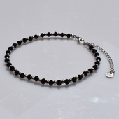 Bracelet anklet faux bijoux brass in silver color with black crystals BZ-BR-00525 Image 3
