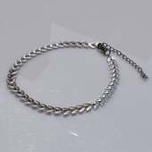 Bracelet anklet faux bijoux brass leaves in silver color BZ-BR-00526 Image 3