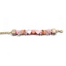 Βραχιόλι φο μπιζού (faux bijoux) με ροζ και φούξια κρυστάλλους (BZ-BR-00006)