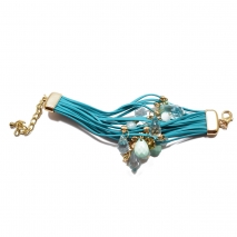 Bracelet faux bijoux with turquoise and blue crystals (BZ-BR-00015)