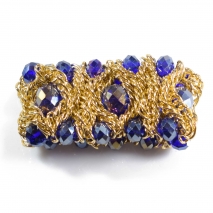 Bracelet faux bijoux gold with three rows of blue crystals BZ-BR-00103 image 2
