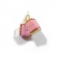 Earrings faux bijoux pendant with pink cube-shaped stones (BZ-ER-00016)