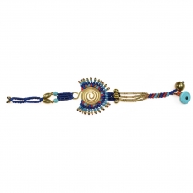 Bracelet faux bijoux with turquoise and cord in gold color BZ-BR-00161 image 2