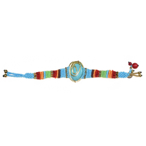 Bracelet faux bijoux with turquoise and cord in gold color BZ-BR-00162 image 2