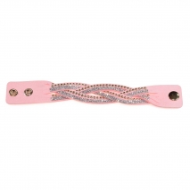 Bracelet faux bijoux with crystals and pink leather in gold color BZ-BR-00168 image 2