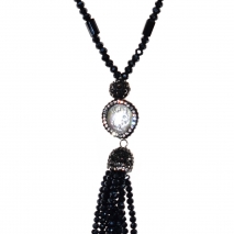 Necklace faux bijoux with blue crystals, mother of pearl and turf BZ-NK-00160 Image 2