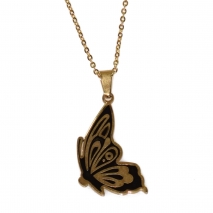 Necklace set with earrings staineless steel butterflies in pale gold color with enamel BZ-NK-00194 image 2