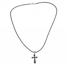 Necklace staineless steel cross in silver color with leather BZ-NK-00205 image 2