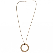 Necklace faux bijoux long circles in pale gold color BZ-NK-00213 image 2