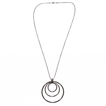 Necklace faux bijoux long circles in silver color BZ-NK-00216 image 2