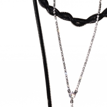 Necklace faux bijoux chains in black and silver color with crystals BZ-NK-00228 image 2