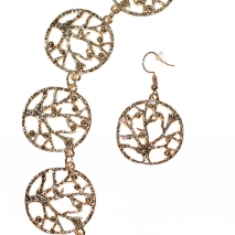 Necklace faux bijoux tree of life set with earrings in pale gold color BZ-NK-00245 image 2