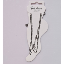 Bracelet anklet faux bijoux crosses with crystals in silver color BZ-BR-00397 image 3