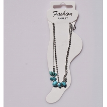 Bracelet anklet faux bijoux with turquoise stones and crystals in silver color BZ-BR-00399 image 3