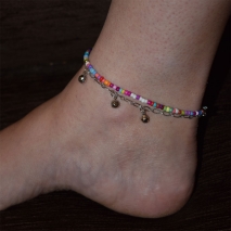Bracelet anklet faux bijoux spheres with multi color beads in silver color BZ-BR-00405 image 2