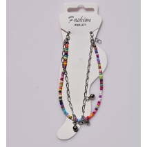 Bracelet anklet faux bijoux spheres with multi color beads in silver color BZ-BR-00405 image 3
