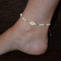 Bracelet anklet faux bijoux seashells with spheres in pale gold color BZ-BR-00407 image 2