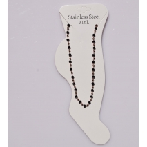 Bracelet anklet stainless steel rosario with crystals in pale gold color BZ-BR-00409 image 3