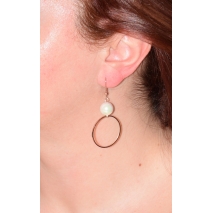 Earrings stainless steel hoops with pearls in rose gold color BZ-ER-00364 image 2