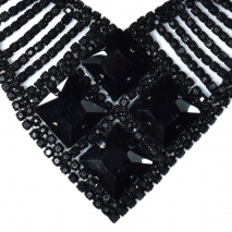 Necklace faux bijoux statement with crystals in black color BZ-NK-00286 image 2