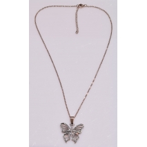 Necklace stainless steel butterfly with white crystals in rose gold color BZ-NK-00355 image 3